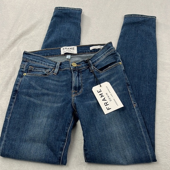 NWT Frame 24, 00 Huntley Blue Le Skinny De Jeanne Denim Jeans‎
